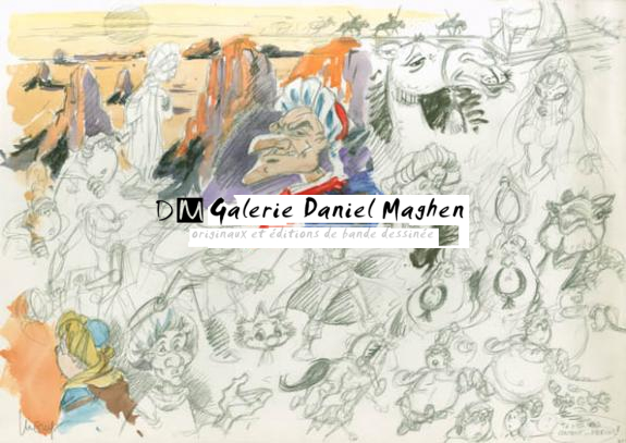 Recherches - Philippe Luguy - Encre de couleur et mine de plomb sur papier - 1895