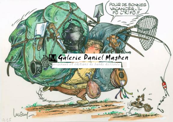 Dessin inédit - Philippe Luguy - Aquarelle et encre de Chine sur papier - 1897