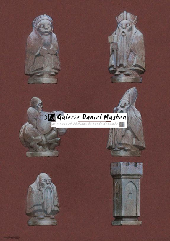 Pièces d'échec, sur papier de couleur - Guillermo Gonzalez - Pastel sur papier - 2020