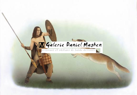 Guerrier contre loup - Erlé Ferronnière - Acrylique - 2043