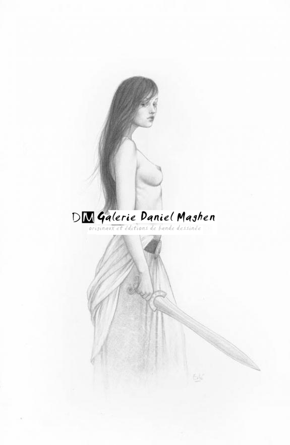 Dame à l'épée - Erlé Ferronnière - Mine de plomb sur papier - 2045