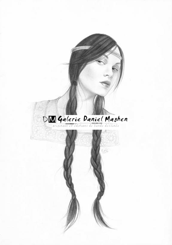 Dame aux tresses - Erlé Ferronnière - Mine de plomb sur papier - 2048