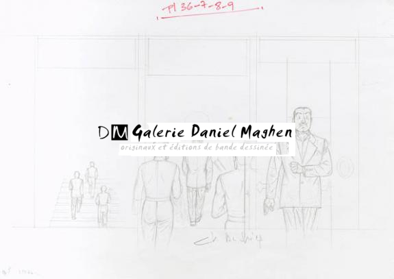 Crayonné case planche 36-7-8-9 - Chantal De Spiegeleer - Mine de plomb sur papier - 1934