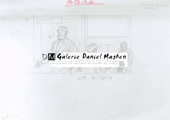 Crayonné case planche 52-9-10 - Chantal De Spiegeleer - Mine de plomb sur papier - 1936