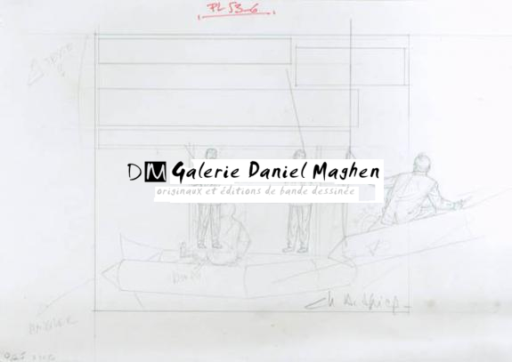 Crayonné case planche 53-6 - Chantal De Spiegeleer - Mine de plomb sur papier - 1940