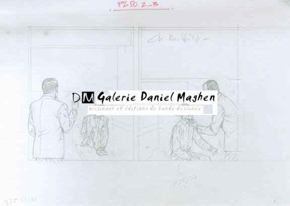 Crayonné case planche 50-2-3 - Chantal De Spiegeleer - Mine de plomb sur papier - 1947