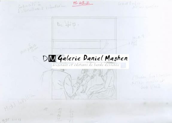 Crayonné case planche 48-2 - Chantal De Spiegeleer - Mine de plomb sur papier - 1950