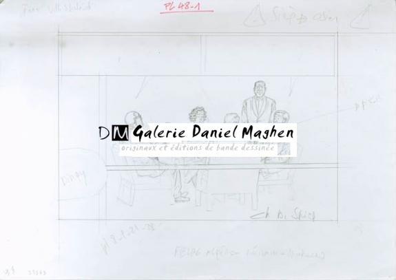 Crayonné case planche 48-1 - Chantal De Spiegeleer - Mine de plomb sur papier - 1951