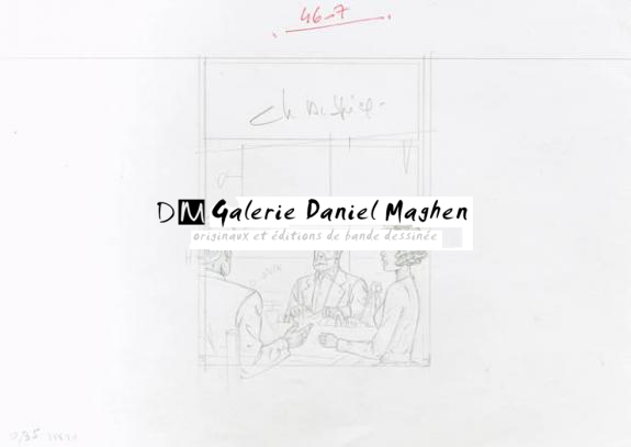 Crayonné case planche 46-7 - Chantal De Spiegeleer - Mine de plomb sur papier - 1952