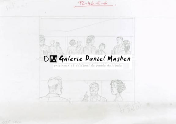 Crayonné case planche 46-5-6 - Chantal De Spiegeleer - Mine de plomb sur papier - 1953