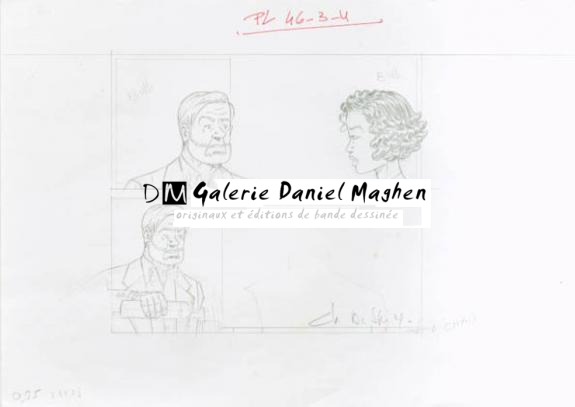 Crayonné case planche 46-3-4 - Chantal De Spiegeleer - Mine de plomb sur papier - 1954