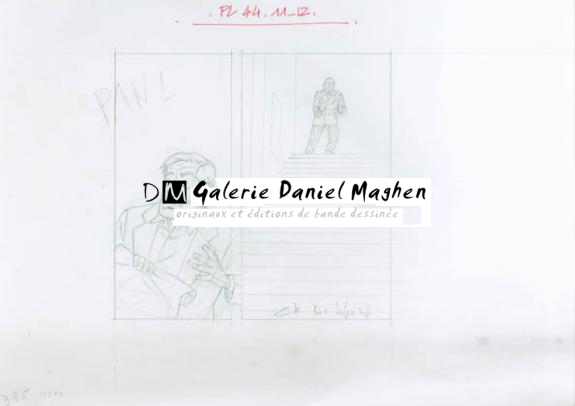 Crayonné case planche 44-11-12 - Chantal De Spiegeleer - Mine de plomb sur papier - 1958