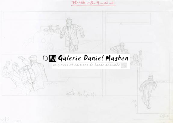 Crayonné case planche 43-8-9-10-11 - Chantal De Spiegeleer - Mine de plomb sur papier - 1960