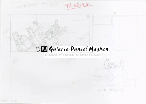 Crayonné case planche 42-7-8 - Chantal De Spiegeleer - Mine de plomb sur papier - 1962