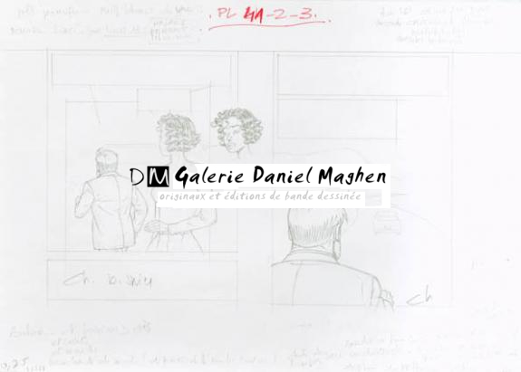 Crayonné case planche 41-2-3 - Chantal De Spiegeleer - Mine de plomb sur papier - 1963