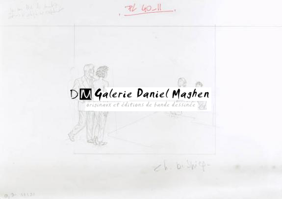 Crayonné case planche 40-11 - Chantal De Spiegeleer - Mine de plomb sur papier - 1964