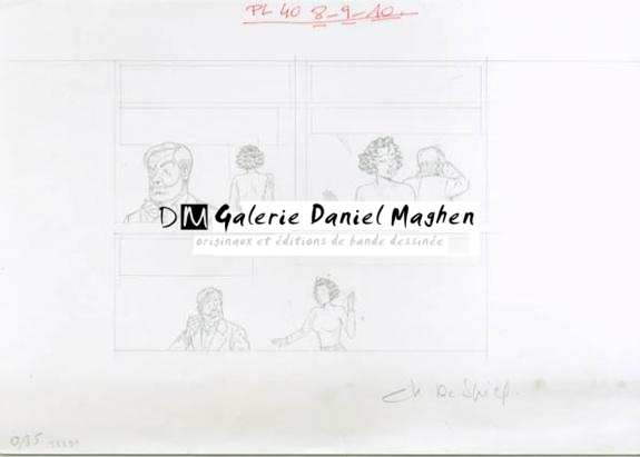 Crayonné case planche 40-8-9-10 - Chantal De Spiegeleer - Mine de plomb sur papier - 1965