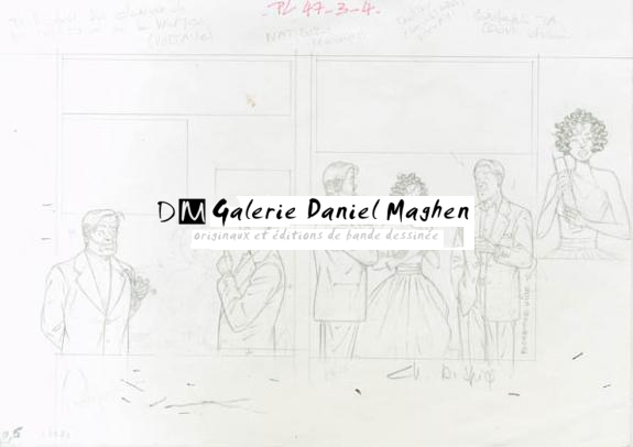 Crayonné case planche 47-3-4 - Chantal De Spiegeleer - Mine de plomb sur papier - 1966