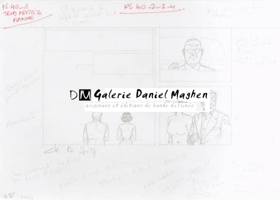 Crayonné case planche 40-2-3-4 - Chantal De Spiegeleer - Mine de plomb sur papier - 1968