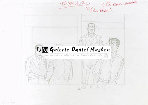 Crayonné case planche 39-1-2 - Chantal De Spiegeleer - Mine de plomb sur papier - 1969