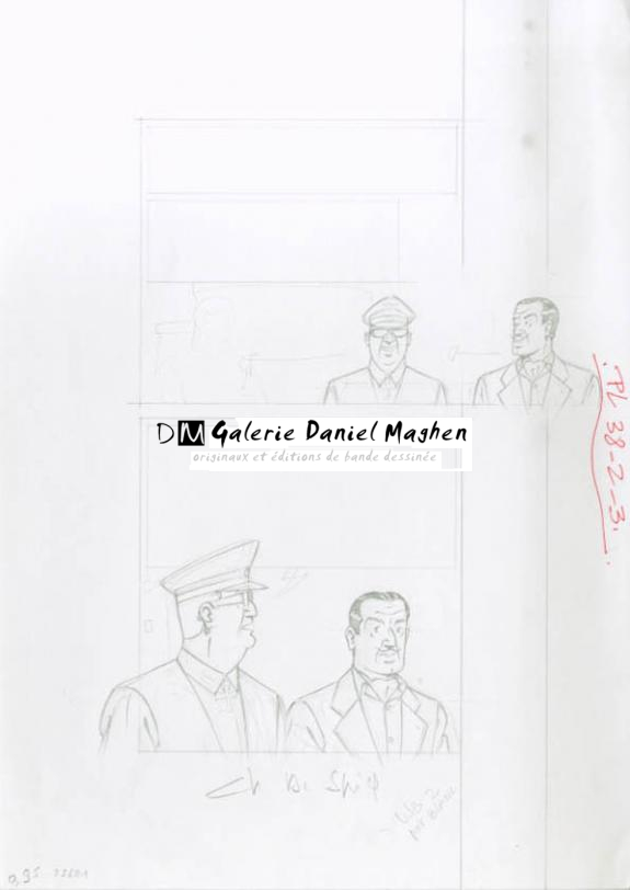 Crayonné case planche 38-2-3 - Chantal De Spiegeleer - Mine de plomb sur papier - 1973