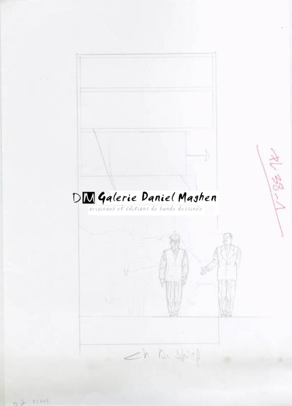 Crayonné case planche 38-1 - Chantal De Spiegeleer - Mine de plomb sur papier - 1974