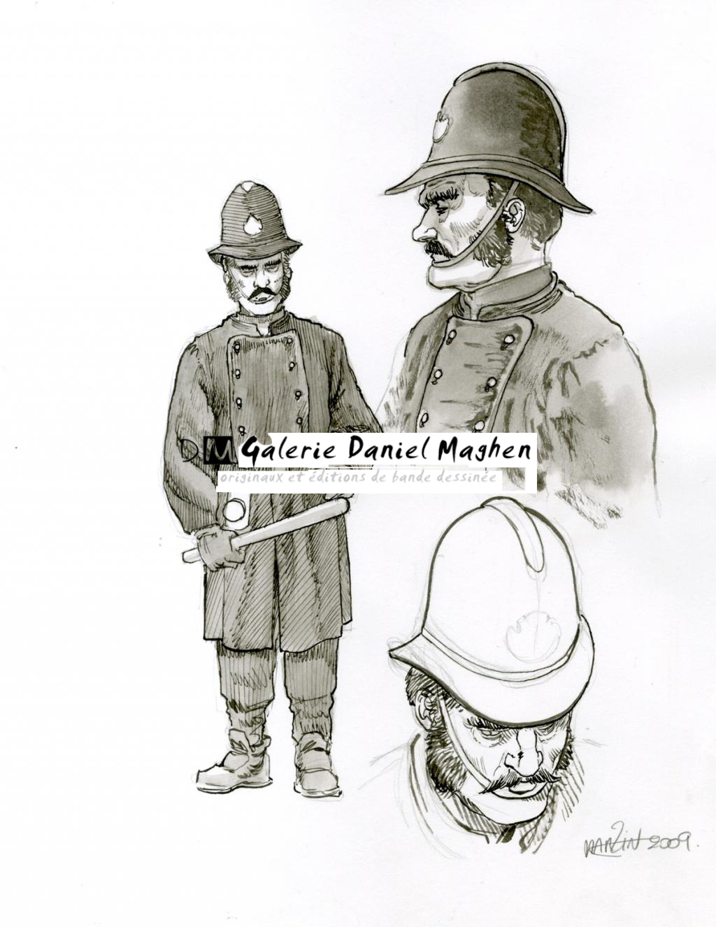 (fantastique) Policier - Martin Maniez - Encre de Chine et mine de plomb sur papier - 2083