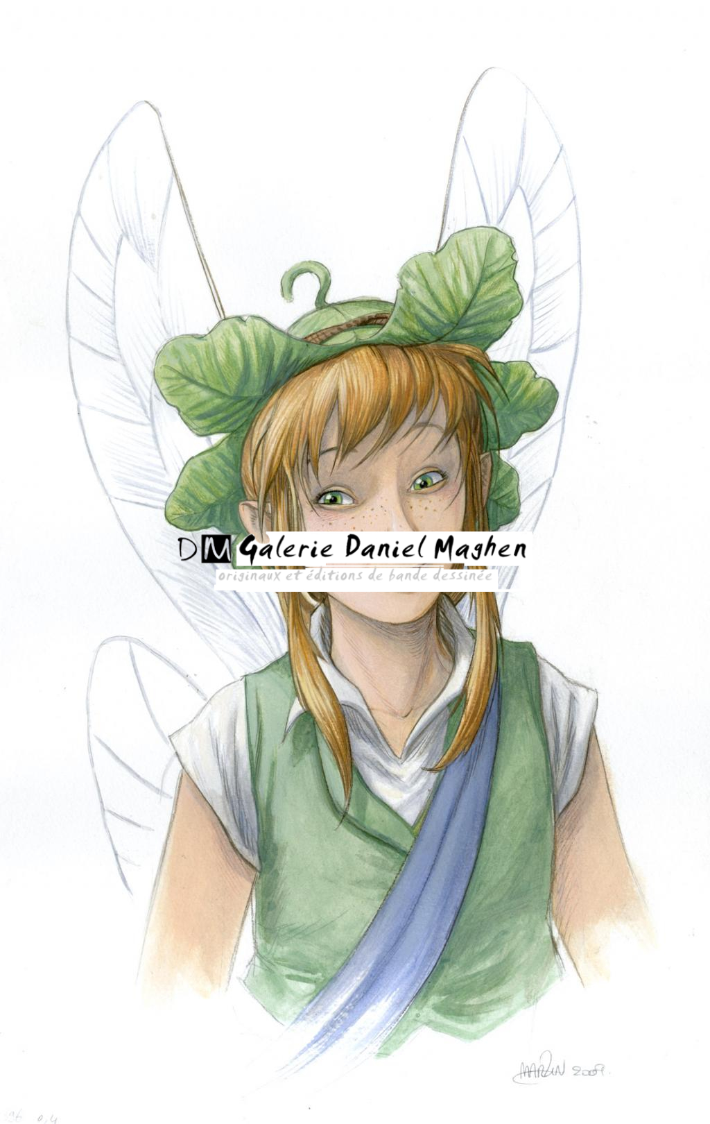 (fantastique) Clochette (portrait) - Martin Maniez - Encre de couleur sur papier - 2091