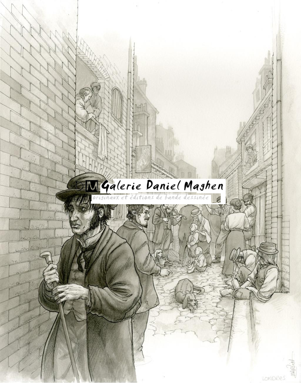 (fantastique) Londres - Martin Maniez - Encre de Chine et mine de plomb sur papier - 2092