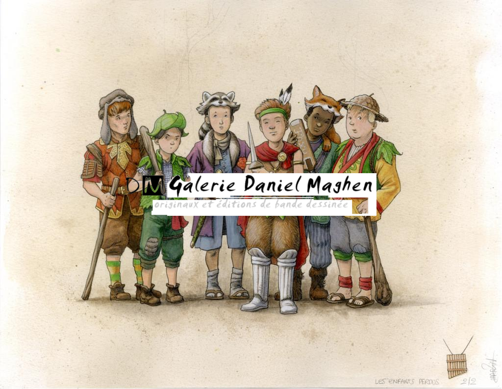 (fantastique) Les enfants perdus - Martin Maniez - Encre de couleur et crayon de couleur sur papier - 2096