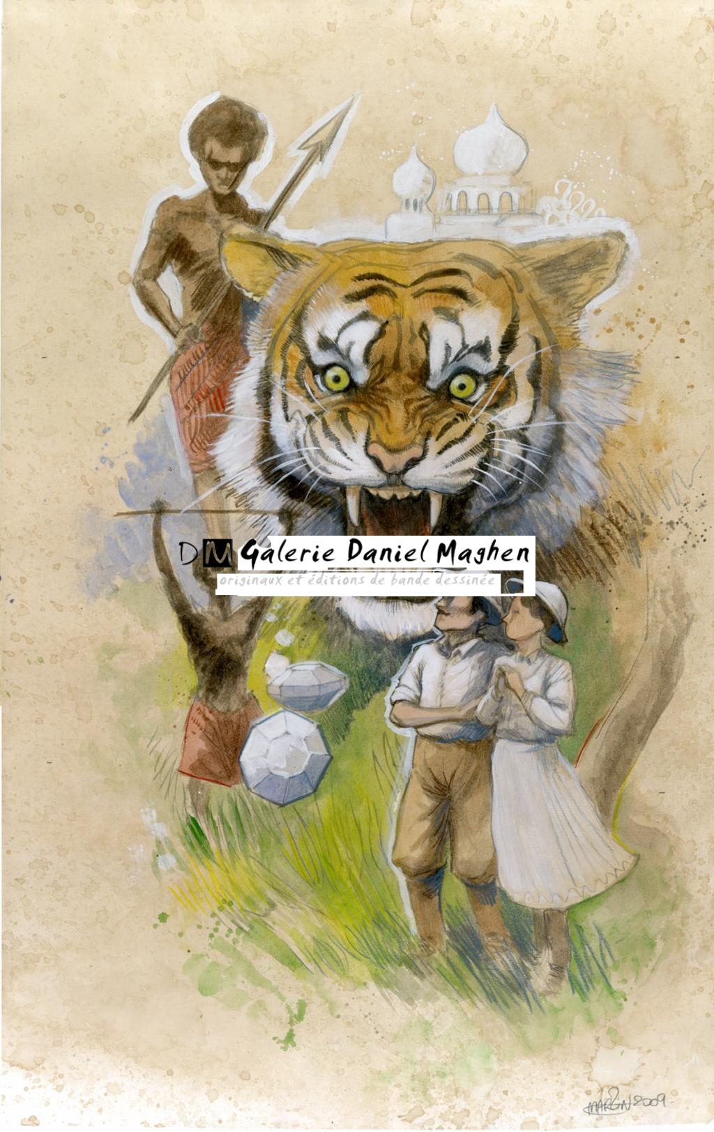(fantastique) Aventures en Afrique - Martin Maniez - Encre de couleur et crayon de couleur sur papier - 2097