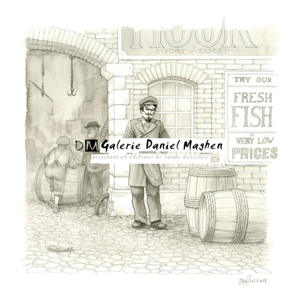 (fantastique) Capitaine Crochet sur lesdocks - Martin Maniez - Encre de Chine et mine de plomb sur papier - 2103
