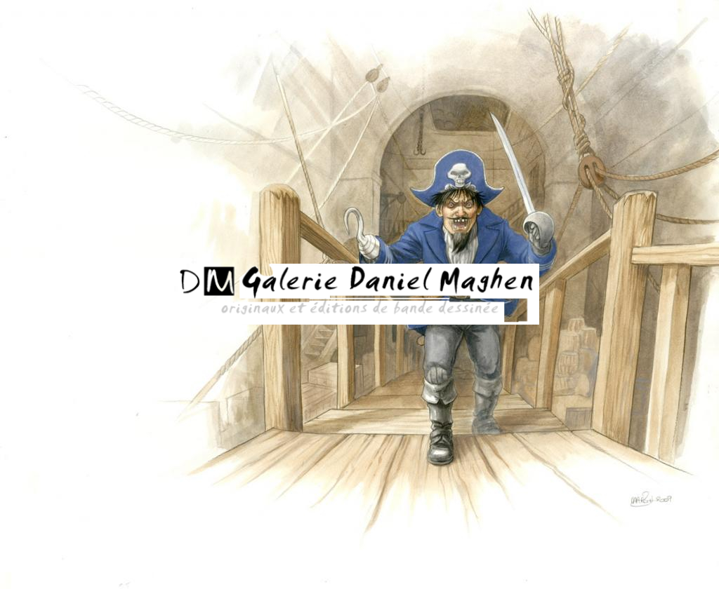 (fantastique) Capitaine Crochet enragé - Martin Maniez - Encre de couleur et crayon de couleur sur papier - 2105