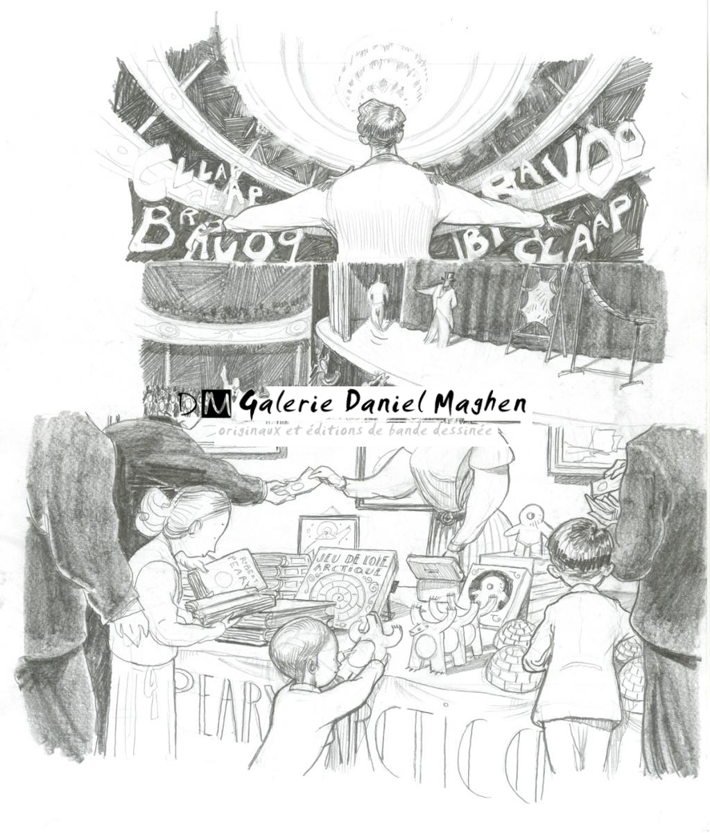 présentation de l'expédition au théatre (aventure) - Chloé Cruchaudet - Crayon noir - 2124