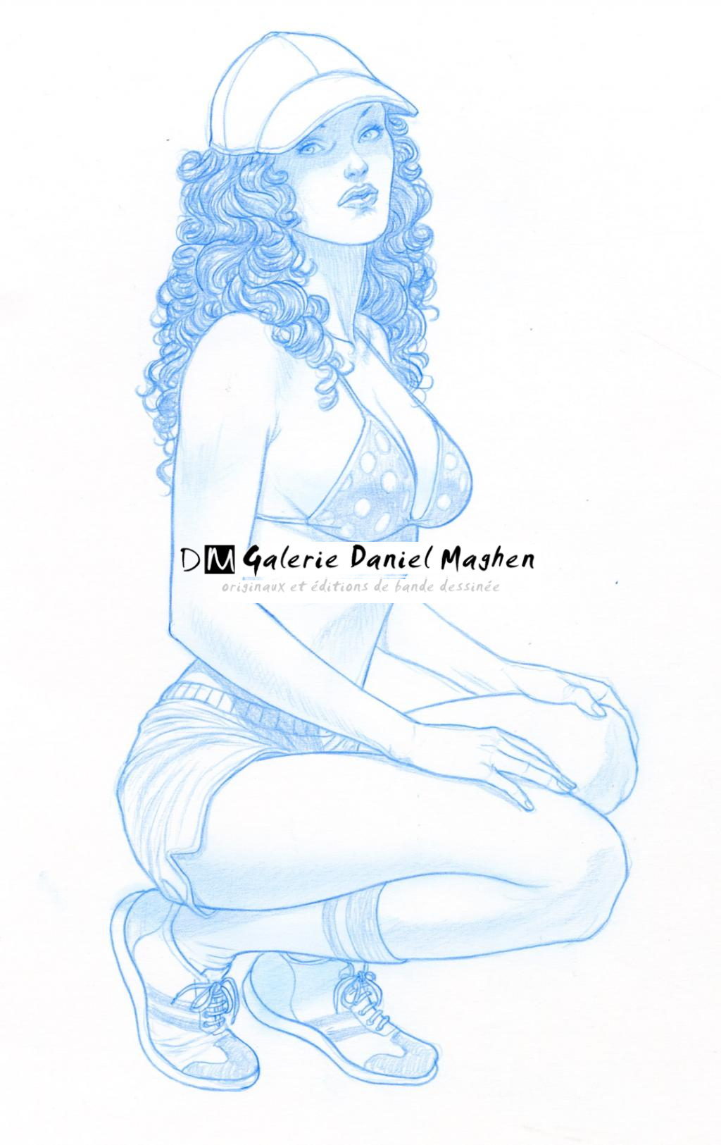 Femme en tenue de sport - Adriano De Vincentiis - Crayon de couleur sur papier - 2160