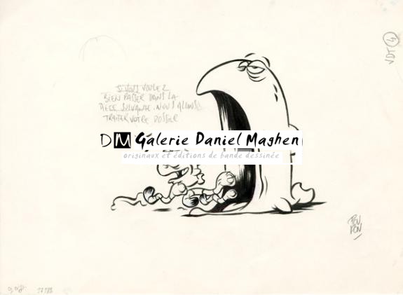 Poissons et vers de terre - Nicolas Poupon - Encre de Chine et mine de plomb sur papier - 2171