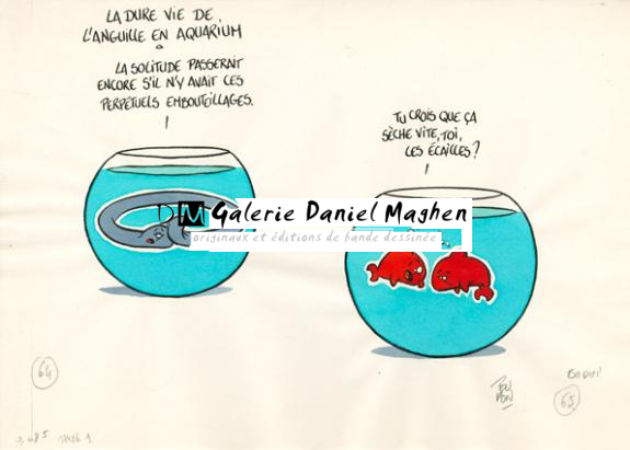 Anguille - Nicolas Poupon - Encre de Chine, encre de couleur et crayon - 2181