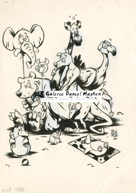 Groupe - Nicolas Poupon - Encre de Chine et mine de plomb sur papier - 2186