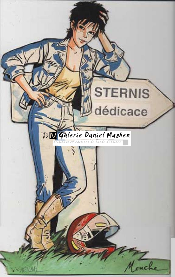 plv de dédicace en couleur - Philippe Sternis - Gouache et encre de Chine - 242