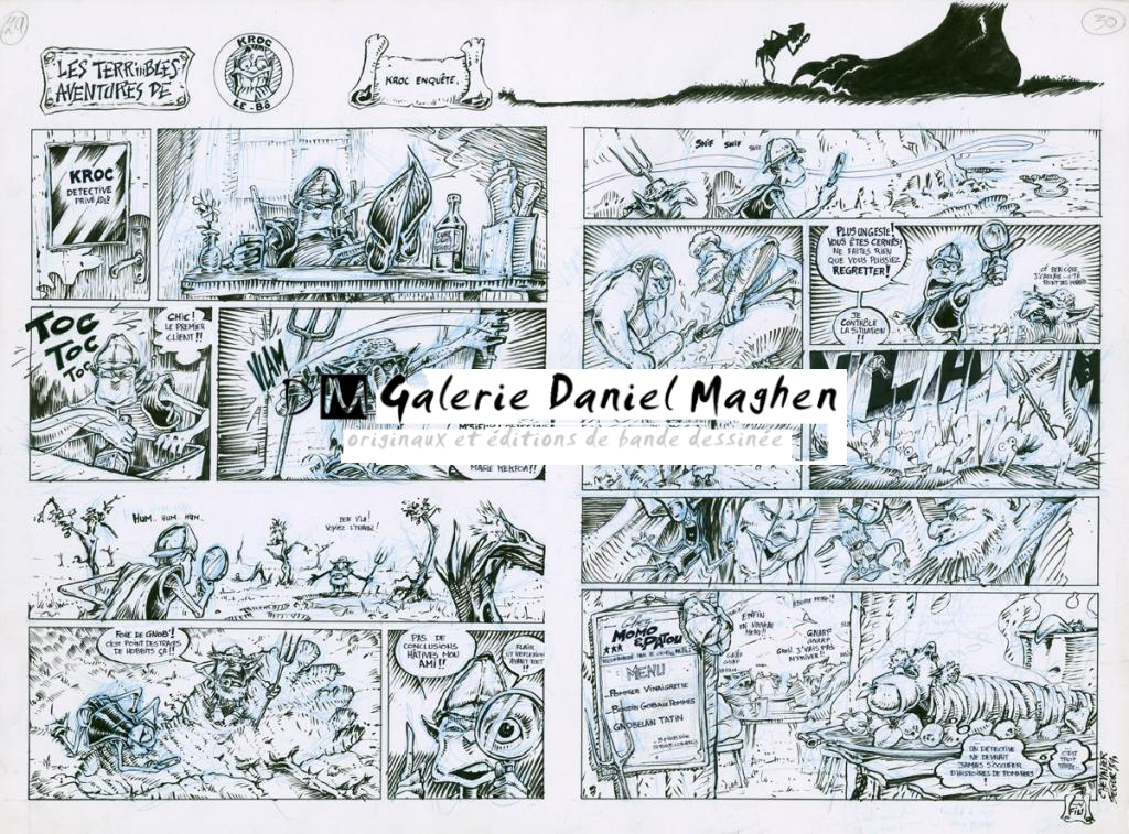 Kroc enquête, double planche - Thierry Ségur - Encre de Chine - 2386