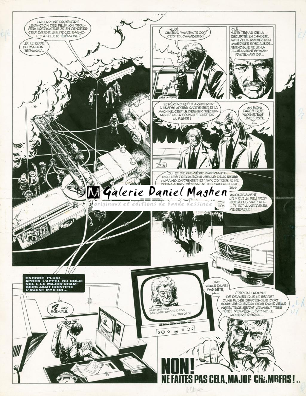 Planche originale n°5, présence d'une pliure au centre de la planche - William Vance - Encre de Chine sur papier - 5590