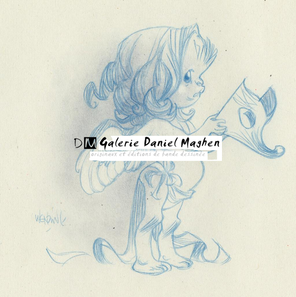 Chérubin au maque - Claire Wendling - Crayon de couleur sur papier - 2988