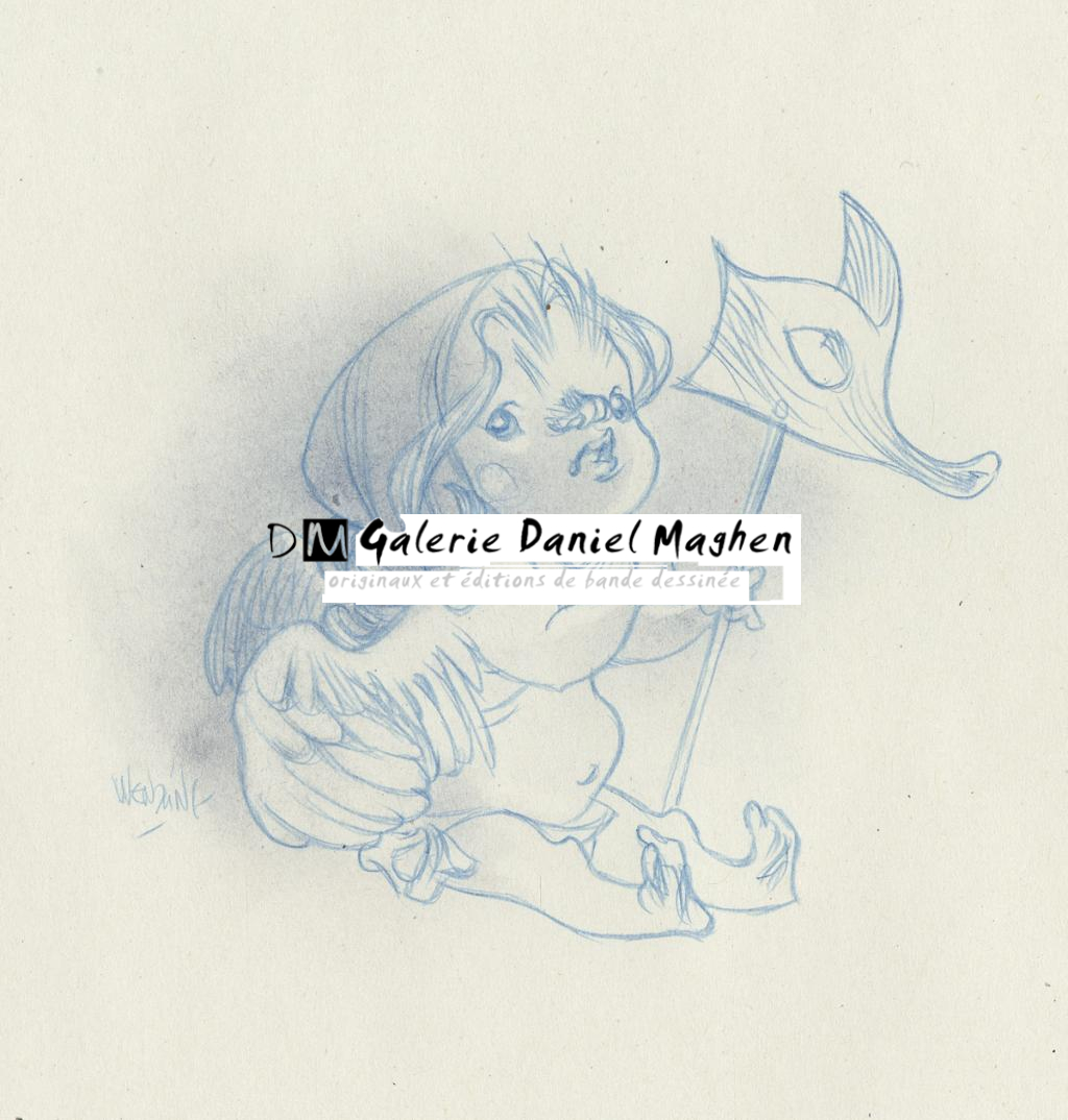 Chérubin au maque - Claire Wendling - Crayon de couleur sur papier - 2989