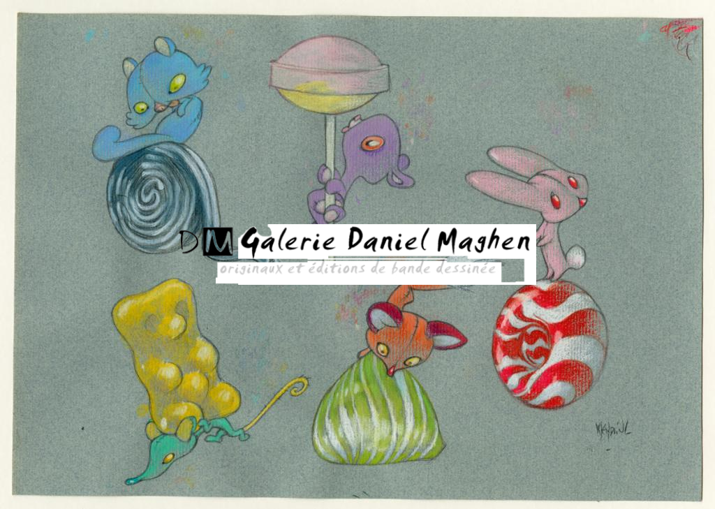 Gourmandises - Claire Wendling - Pastel mine de plomb , crayon de couleur sur une c - 2992