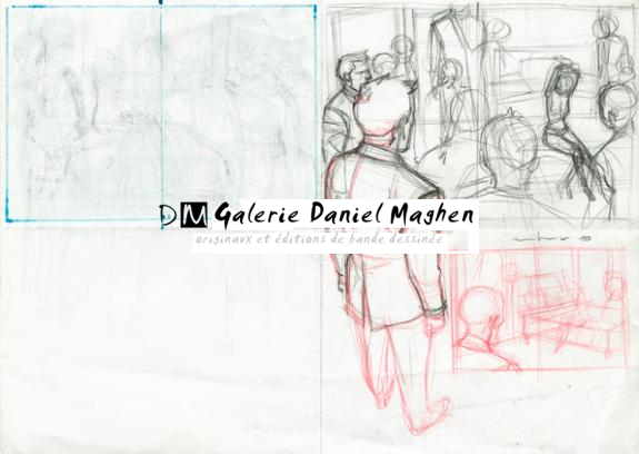 recherche de - Marcial Toledano - Crayon noir et crayon de couleur - 2273