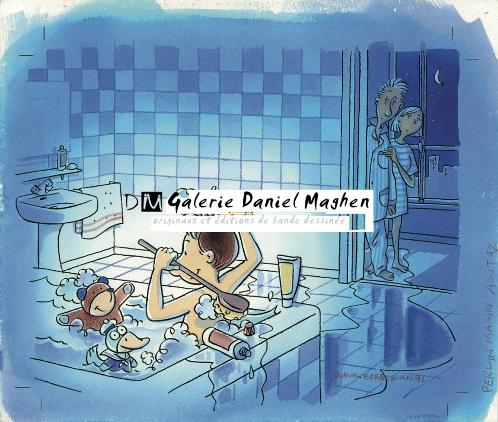 Perlin Malin" 1992.
Thème: "Pas plus difficile que ça - Phillipe et Charles Dupuy et Berberian - Aquarelle et encre de Chine sur papier - 2281