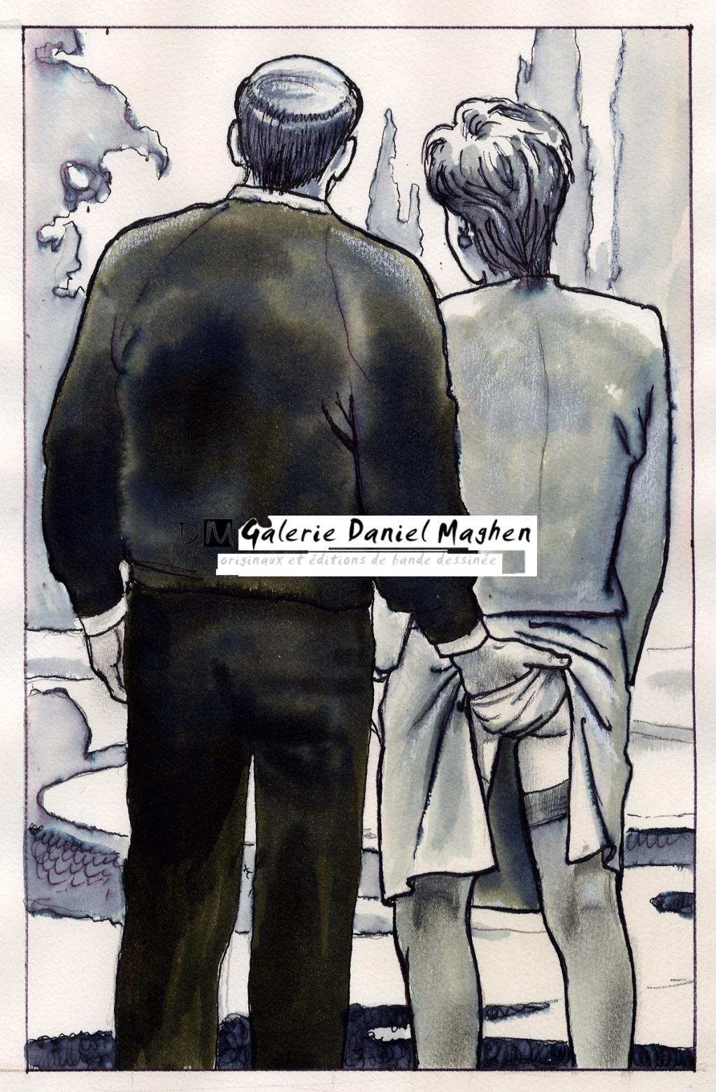 La main au fesse - Milo Manara - Encre de Chine et feutre sur papier - 2333