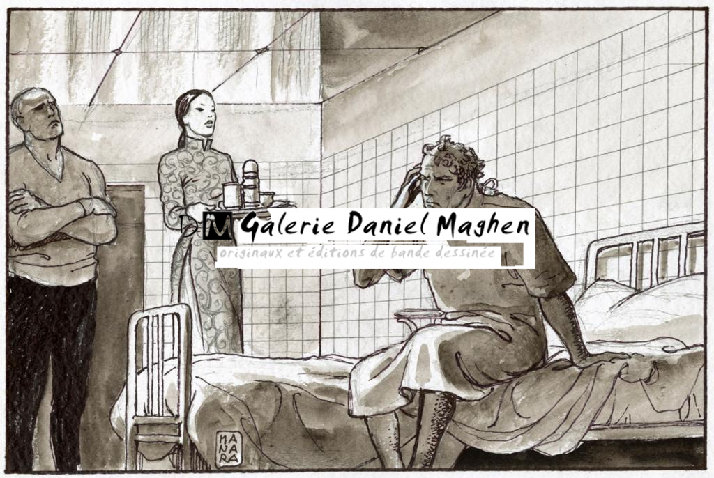 A l'hopital - Milo Manara - Mine plomb, feutre et lavis - 2335