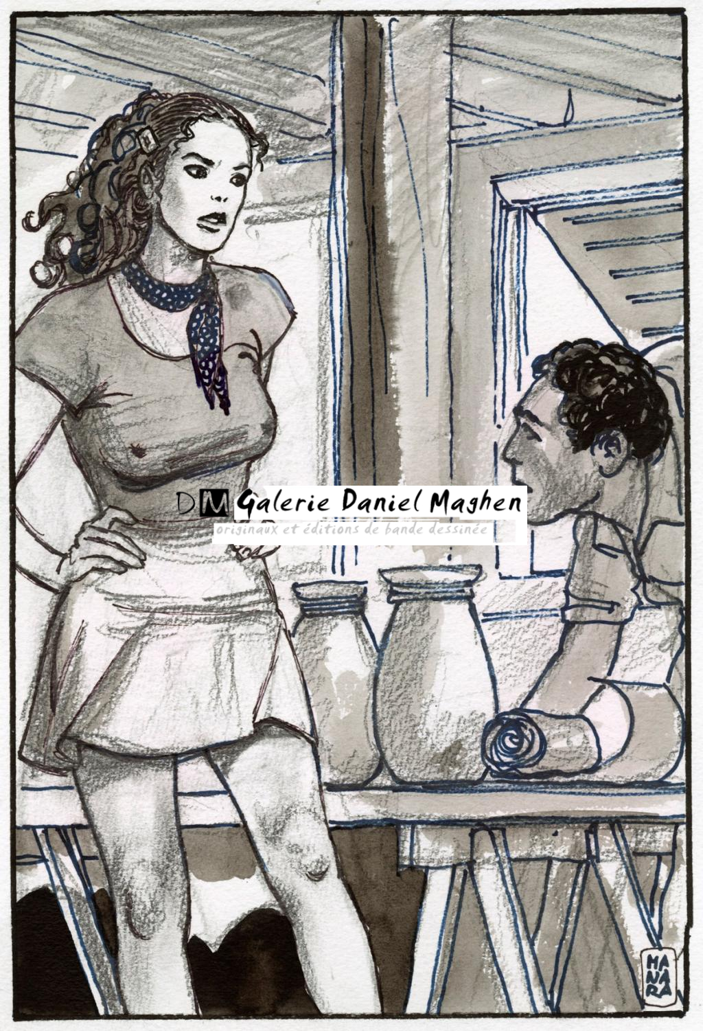 Illustration originale - Milo Manara - Mine plomb, feutre et lavis - 2540