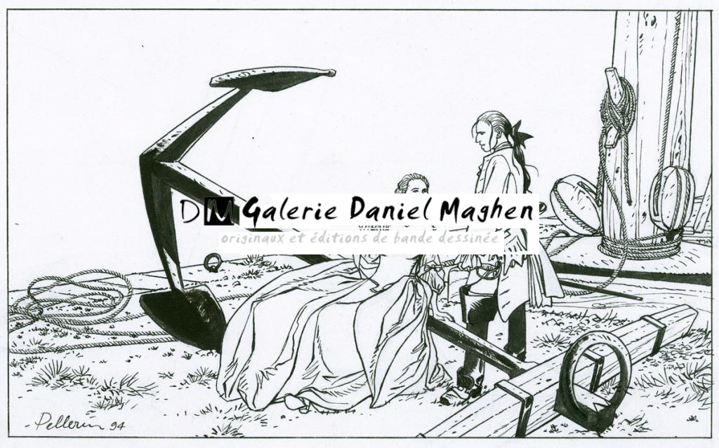 illustration originale "L'épervier et Agnes - Patrice Pellerin - Encre de Chine - 2361